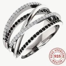 Multi Row Silver Ring with CZ