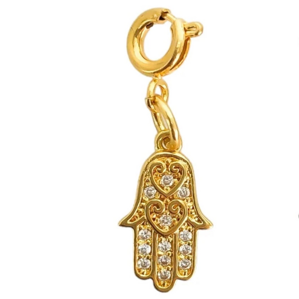 Gold CZ Hamsa Charm