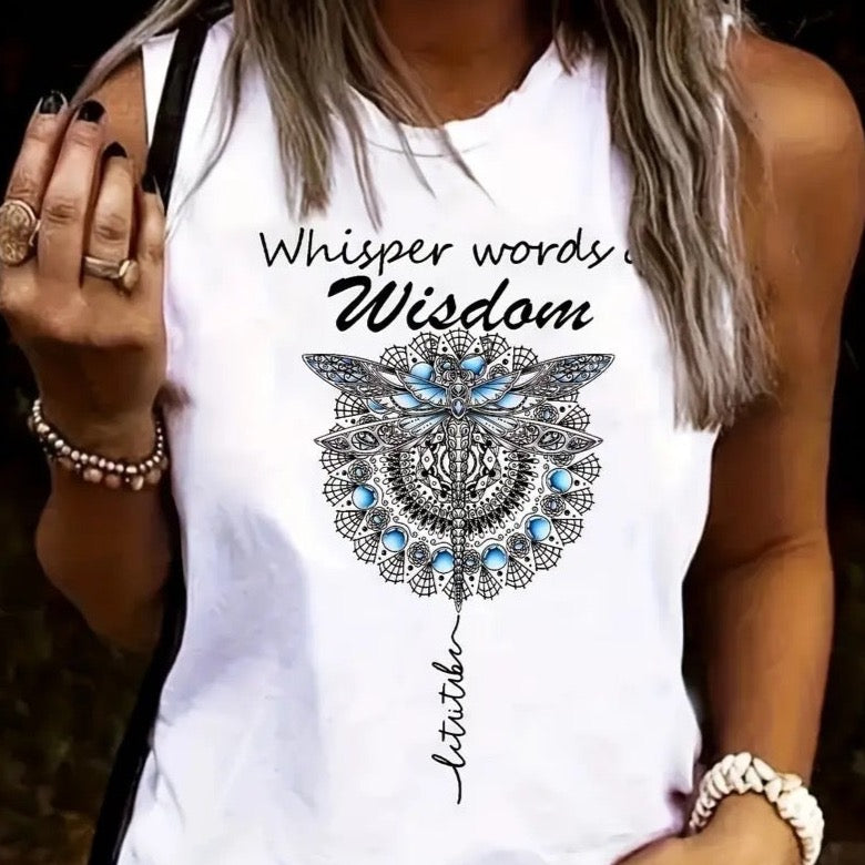 Dragonfly "Words of Wisdom" Muscle Tank Top