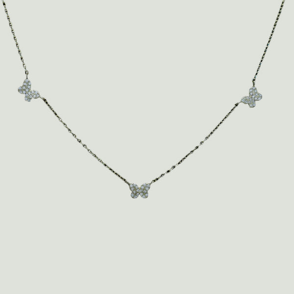 Triple CZ Butterfly Necklace