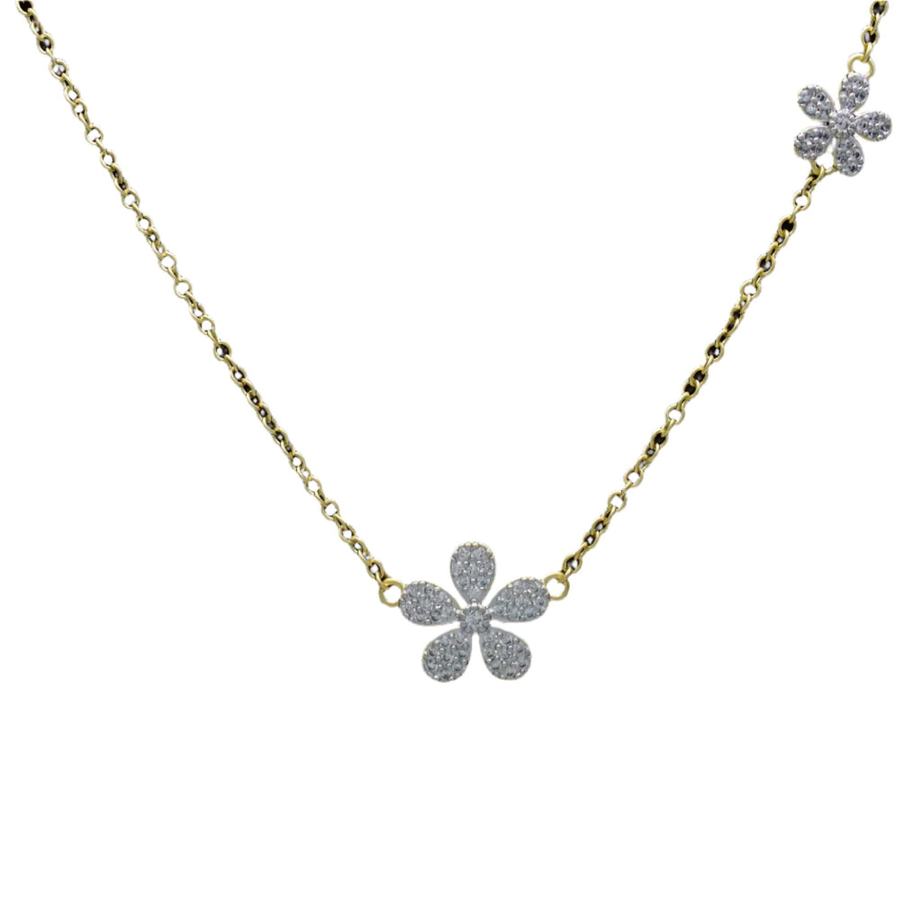 Double Pave Flower Necklace