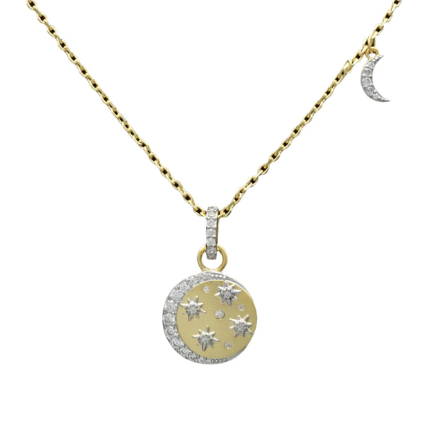 Moon And Stars Pave Necklace