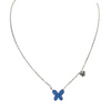 Blue CZ & Silver Butterfly Necklace