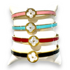 Enamel Inlay Clover Station Bangle Bracelet