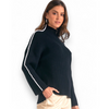 Elan Contrast Stitch Mock Neck Sweater