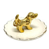 Gold Dog Ceramic Ring Dish