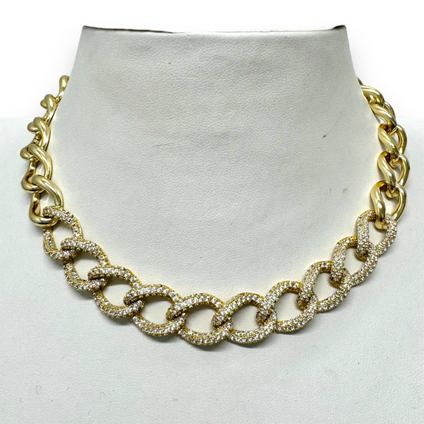 Elegant Pave Curb Chain Thick Necklace