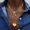 Long Chain Heart Statement Necklace