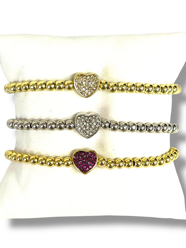 Pave Heart 4 MM Bracelet