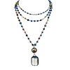 Blue And Grey Tone Wire Beaded Double Layer Necklace