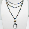 Blue And Grey Tone Wire Beaded Double Layer Necklace