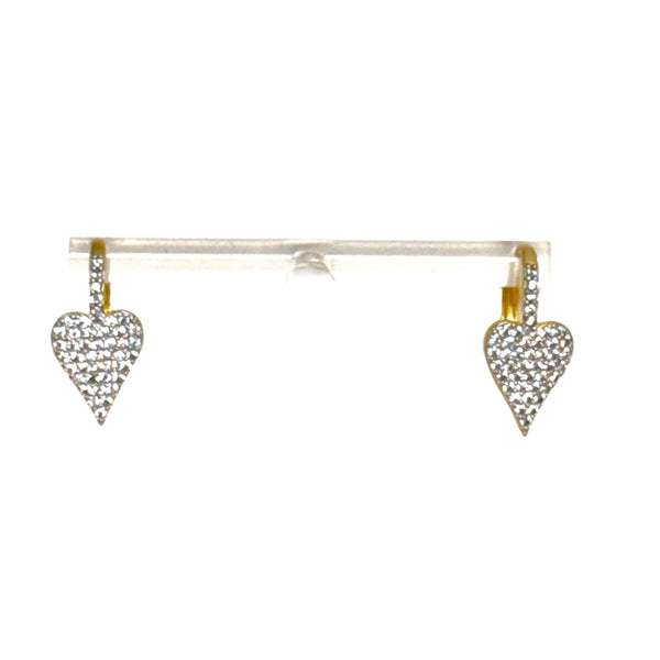 Gold And Clear Pave Heart Earrings