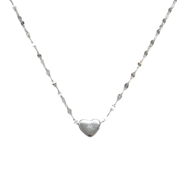 Dainty Silver Heart Charm Necklace