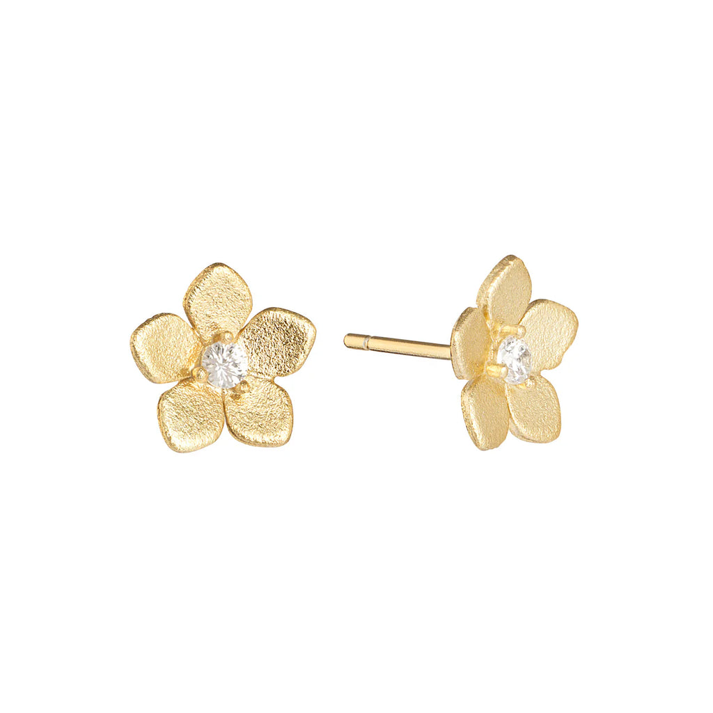 Matte Gold Flower Stud Earrings