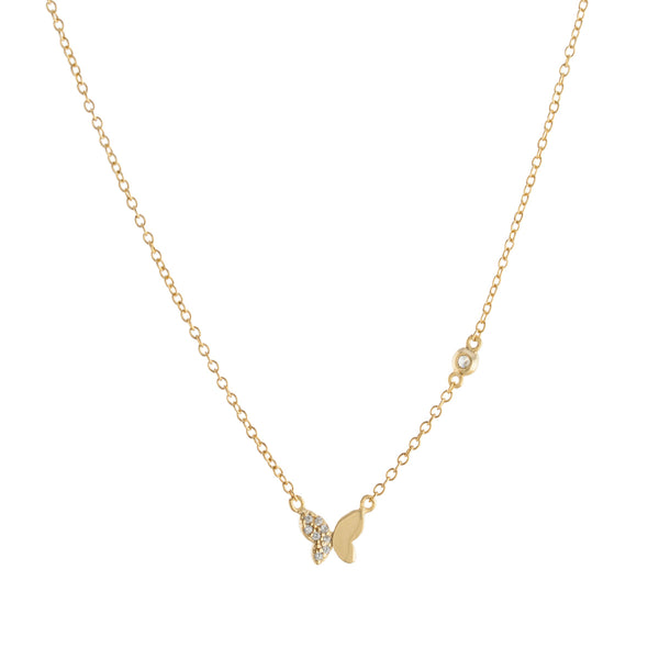 Mini Half Pave Butterfly Necklace