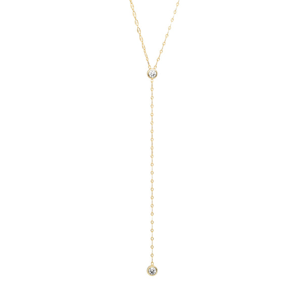 Bezel CZ Mirror Link Y Necklace