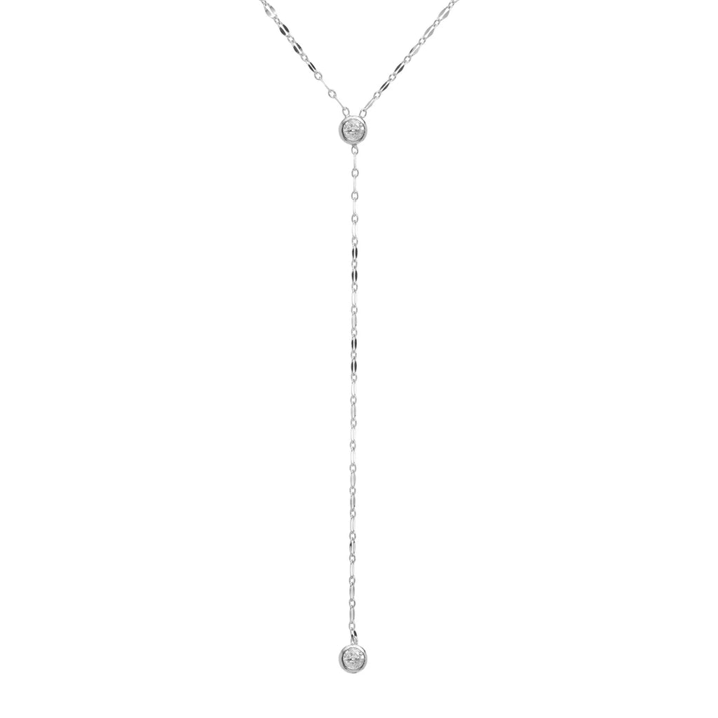 Bezel CZ Mirror Link Y Necklace