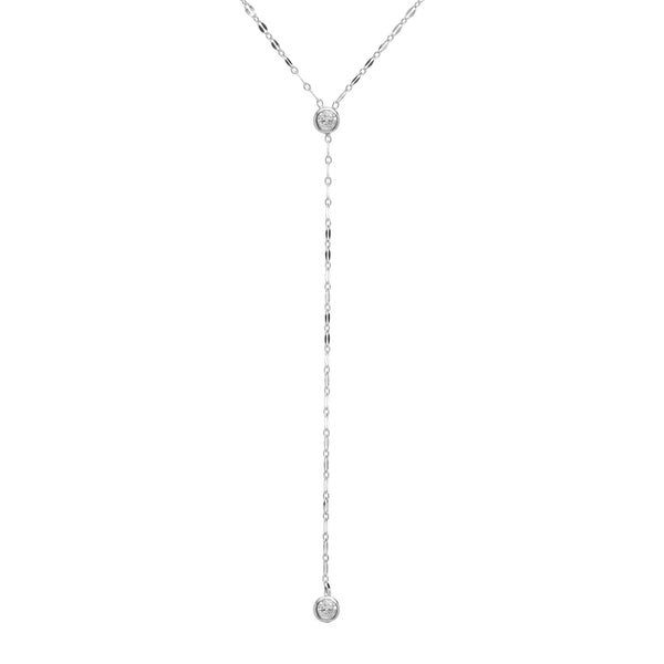 Bezel CZ Mirror Link Y Necklace