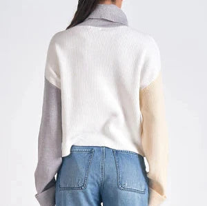 Colorblock Turtleneck Cropped Sweater