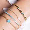 Bezel Set Turquoise & Gold Pull Bracelet