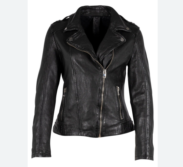 Narin Leather Biker Jacket By Mauritius