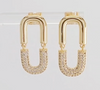 Dangling Half CZ Paper Clip Earrings