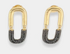 Dangling Half CZ Paper Clip Earrings