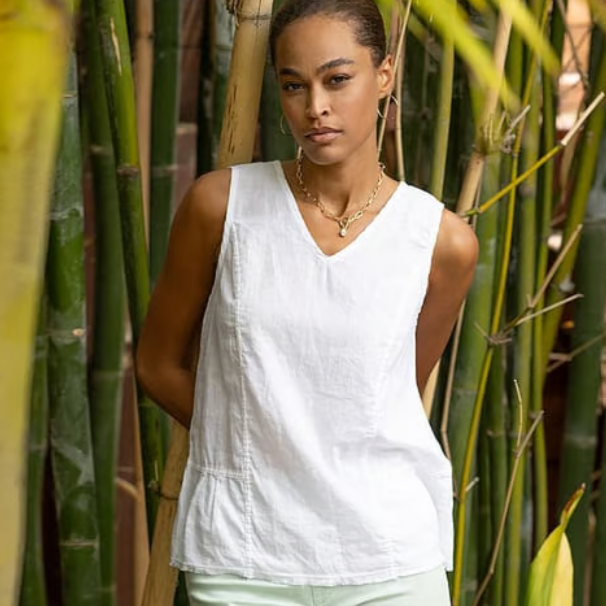 Holti Linen And Cotton White Tank