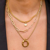 Modern Curb Chain Crystal Disc Necklace