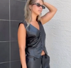 Faux Leather V-Neck Vest