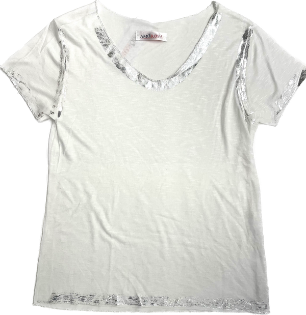 Foil Neck Short Sleeve T-Shirt