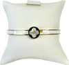 Enamel Inlay Clover Station Bangle Bracelet