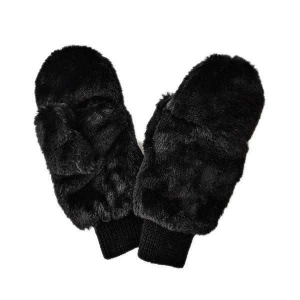 Faux Fur Flip-Top Mittens