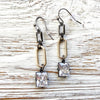 Mixed Metal and Crystal Paperclip Earrings