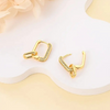 CZ Interlocking Rectangular Huggie Hoop Earrings