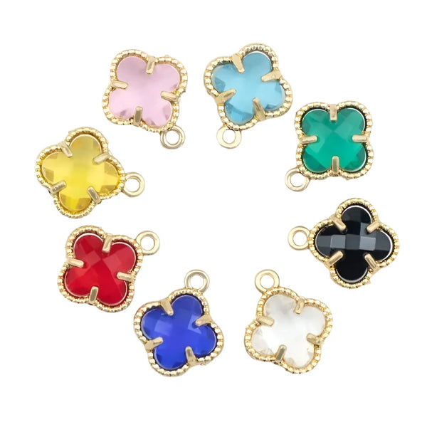 Multiple Colors Crystal Clover Charms