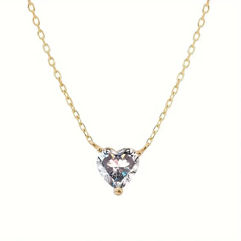 Invisible Set CZ Heart Necklace