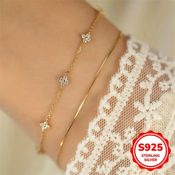 Delicate CZ Flower Bracelet