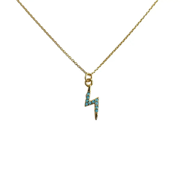 Turquoise Lightening Bold Charm Necklace