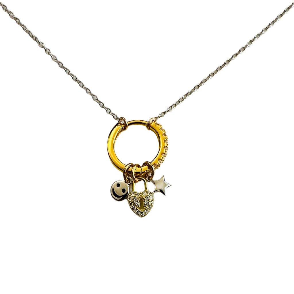 Mix Charmed Lock Necklace