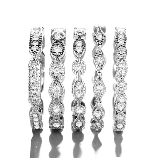 Sterling Silver And Swarovski Crystals Set of 5 Infinity Rings