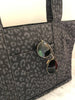 Black Leopard Midi Zipper Crossbody Tote