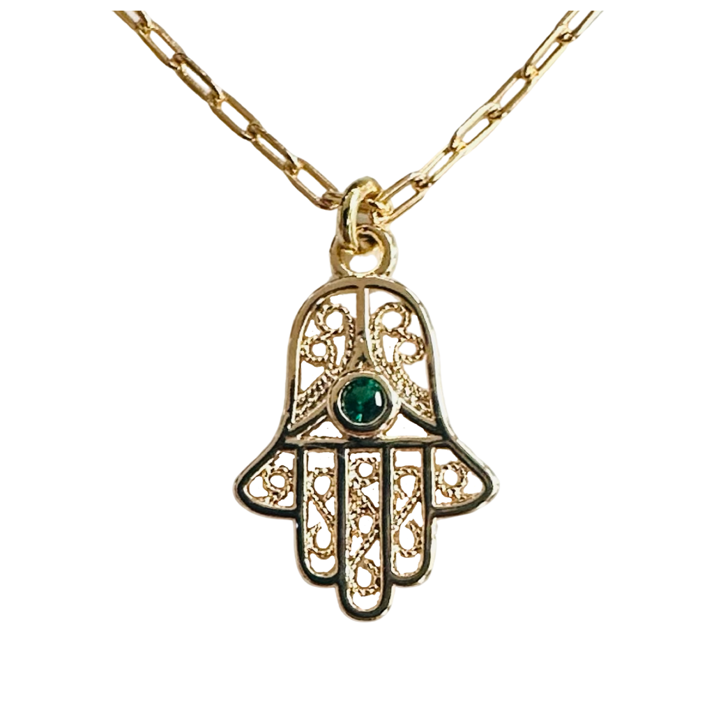 Gold-Filled Filigree Hamsa Necklace