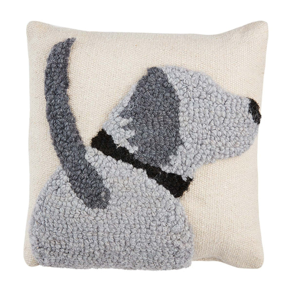 Grey Dog Canvas Hook Pillow