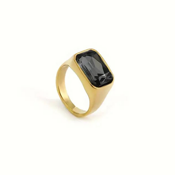 Charcoal Gray Faceted Stone Ring