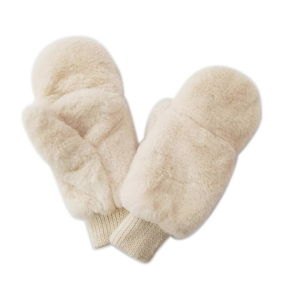 Faux Fur Flip-Top Mittens