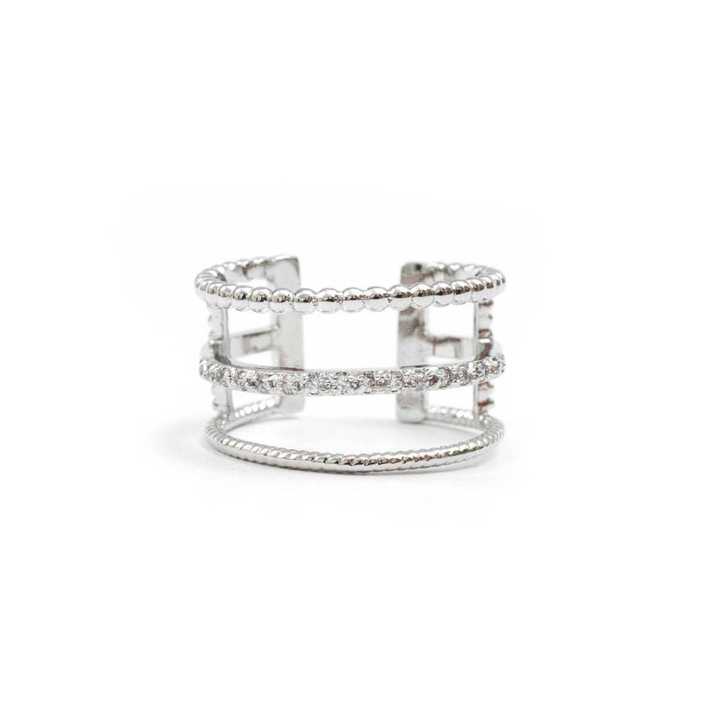 Triple Layer Ring With Pave Accent