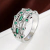 5 Row Emerald Green and Sterling Silver Ring