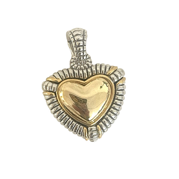 Textured Two-Tone Heart Pendant