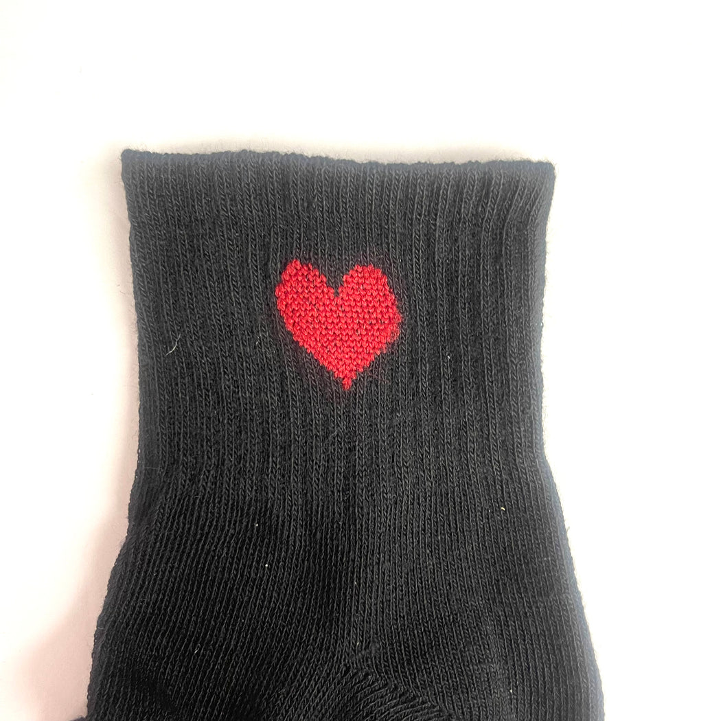 Heart Cotton Blend Socks in Black